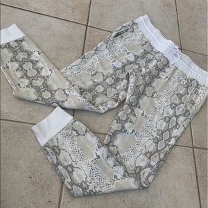 Neutral Snakeskin Print Joggers